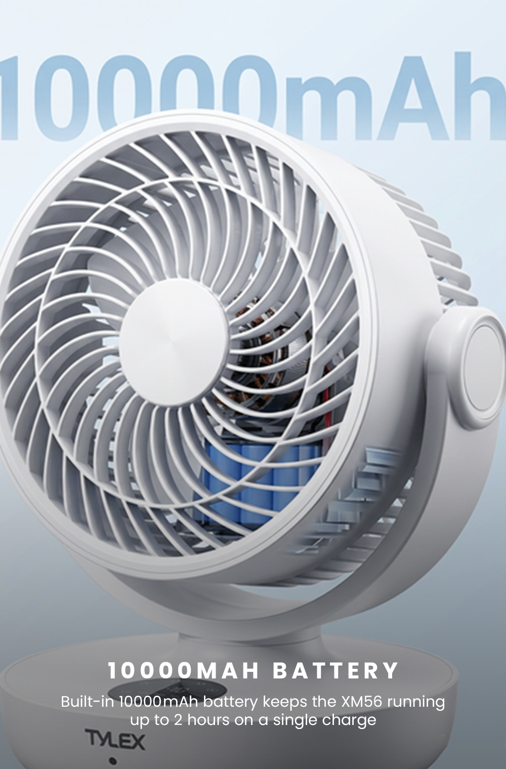 TYLEX XM56 Portable Fan Air Circulation Polymer Battery Remote Control ...