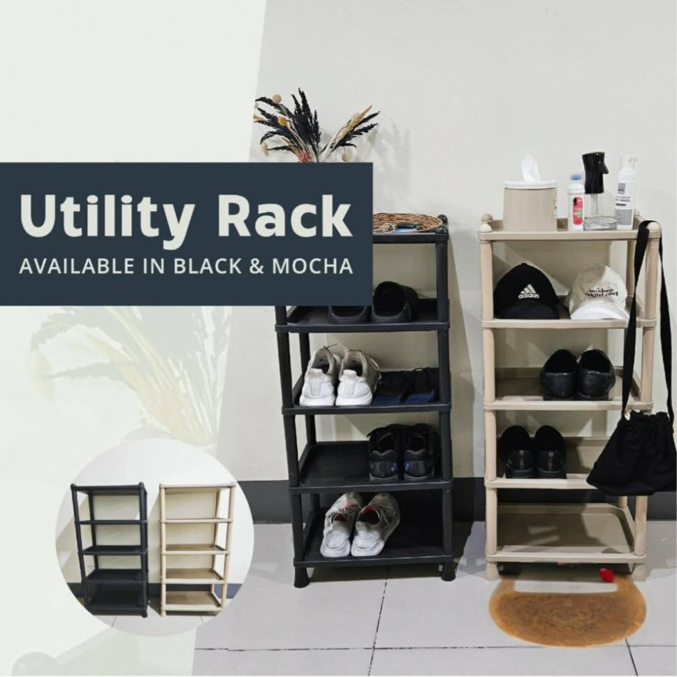 5-TIER MULTI PURPOSE UTILITY RACK (MOCHA AND BLACK) | Shopee Philippines