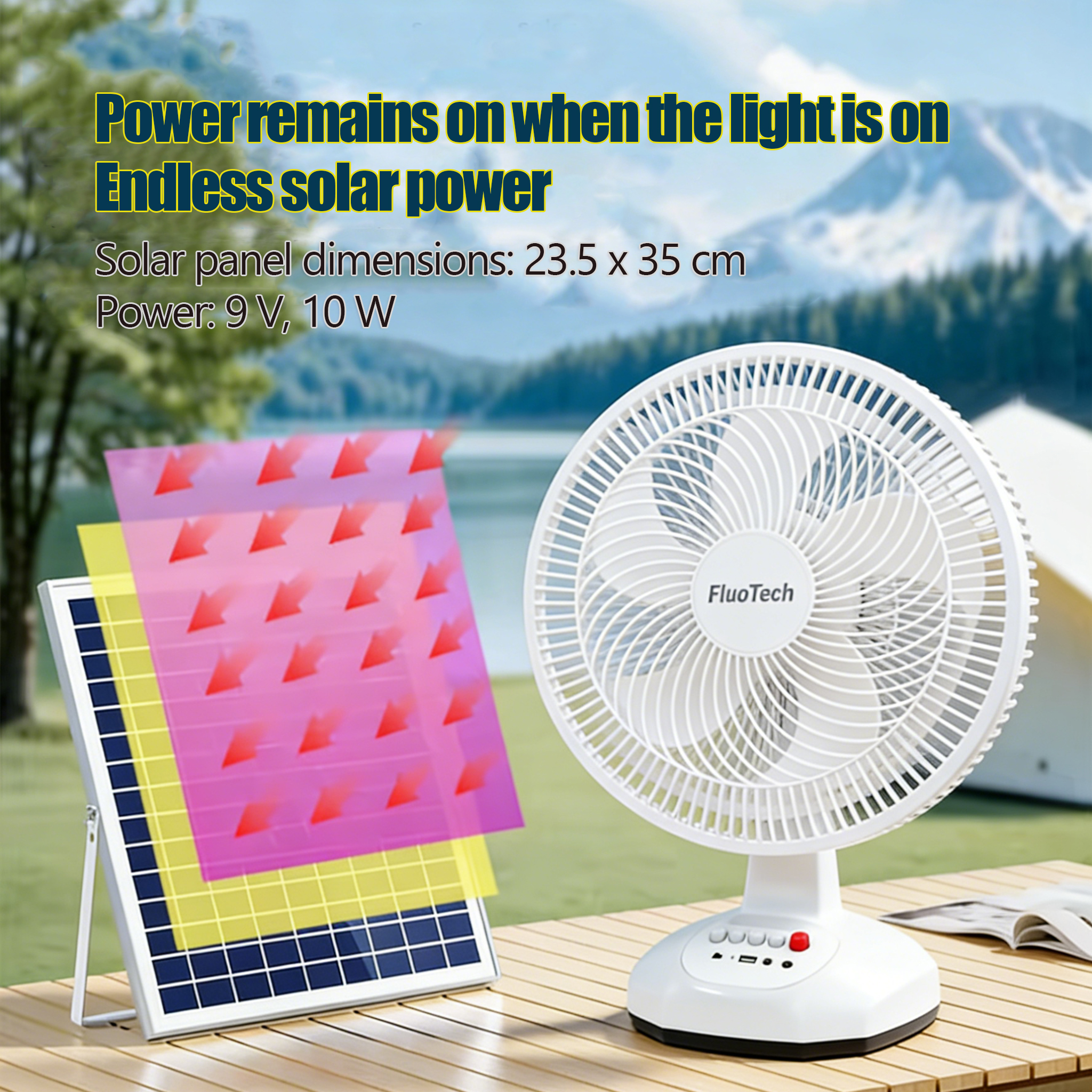 14-inch Solar Electric Fan Solar Rechargeable Solar Table Fan Solar ...