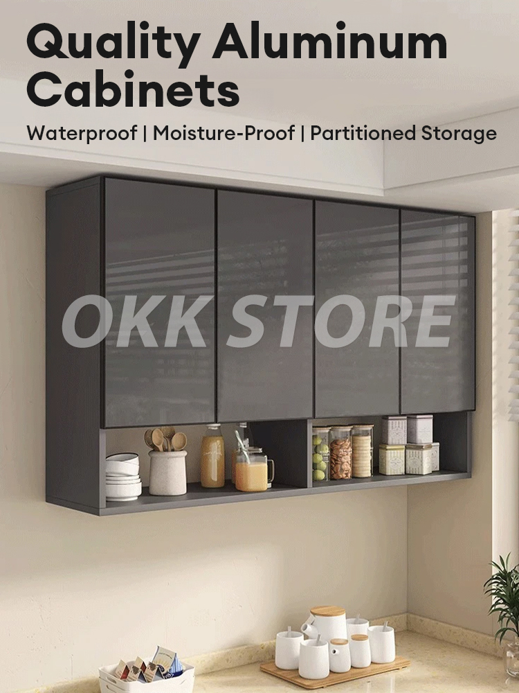 Aluminum Kitchen Cabinet Glass Pantry Anti-Termite Wall-mounted Cabinet ...