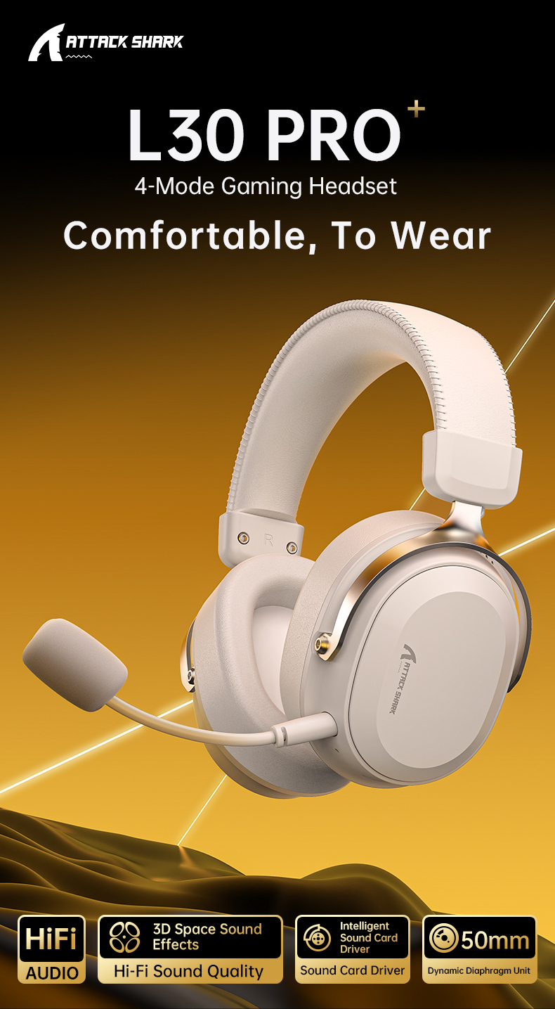 Attack Shark L30 PRO Wireless Gaming Headset Long Battery Life ...