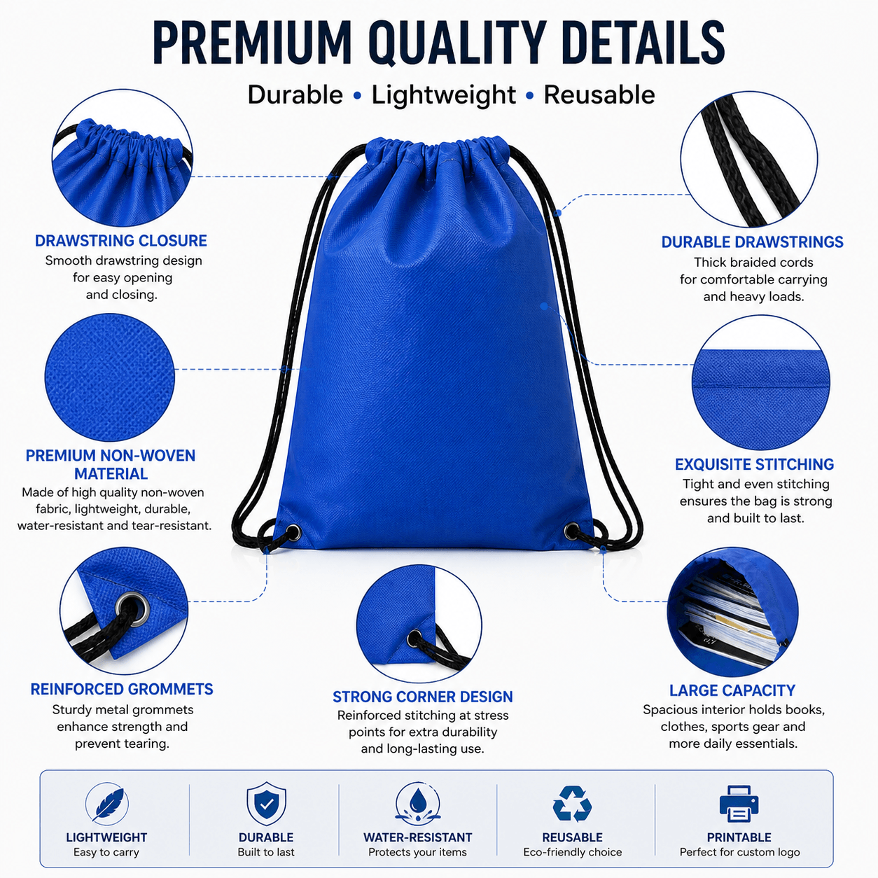 Drawstring bag eco bag plain design Back pack String bag Lightweight ...