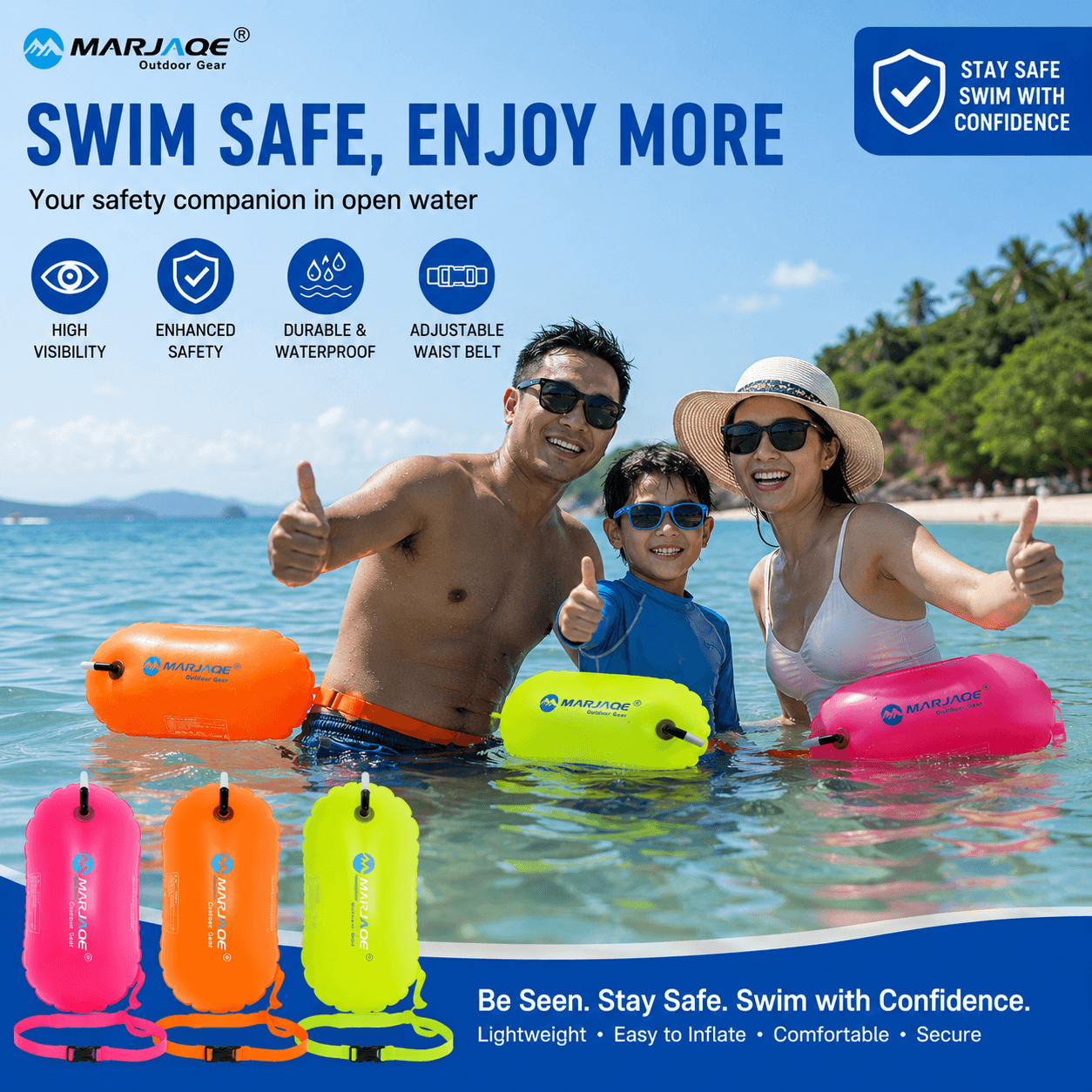 Swim Buoy Float for Open Water Swimming – High Visibility Safety Float ...