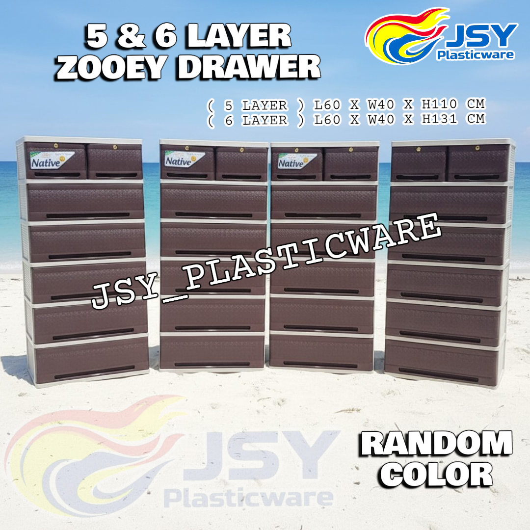 ZOOEY NATIVE RATTAN DRAWER 5LAYER & 6 LAYER STOCK #2002 (RANDOM COLOR ...