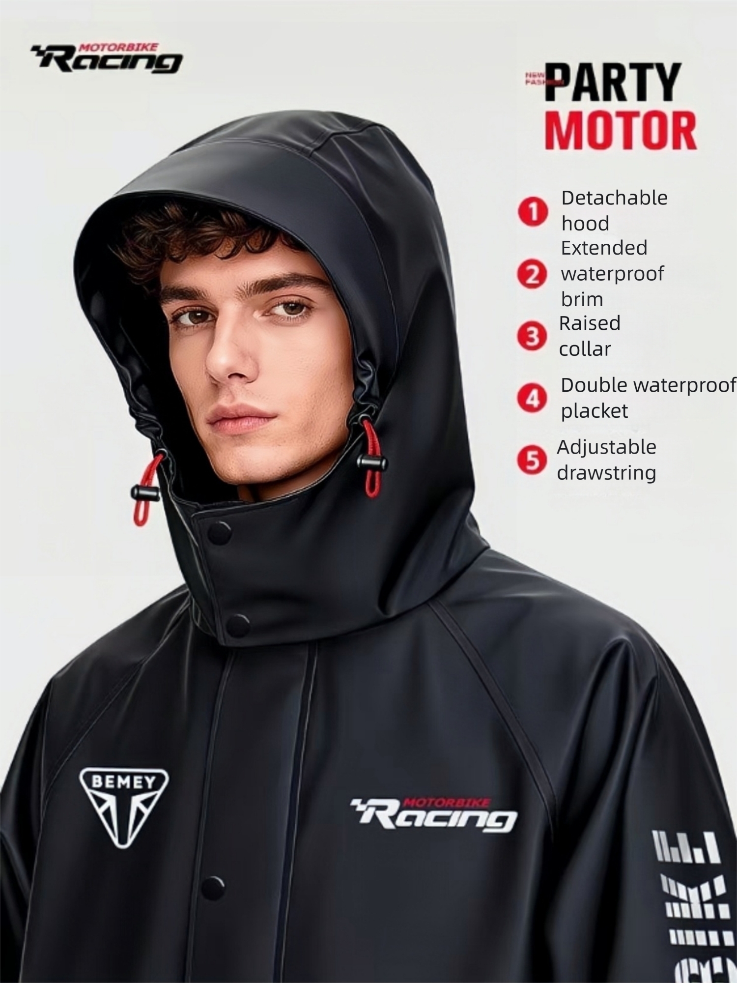 Men's Split Raincoat Suit, Motorcycle Riding Raincoat & Pants Set, Full ...