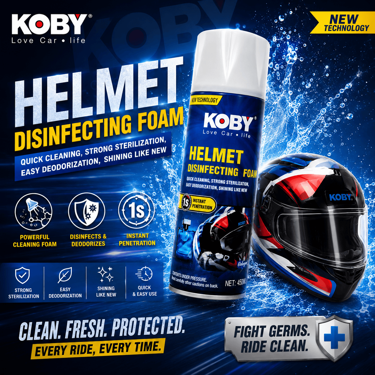 KOBY HELMET DISINFECTING SPRAY FOAM ( COLOGNE SCENT ) 450ML | Shopee ...