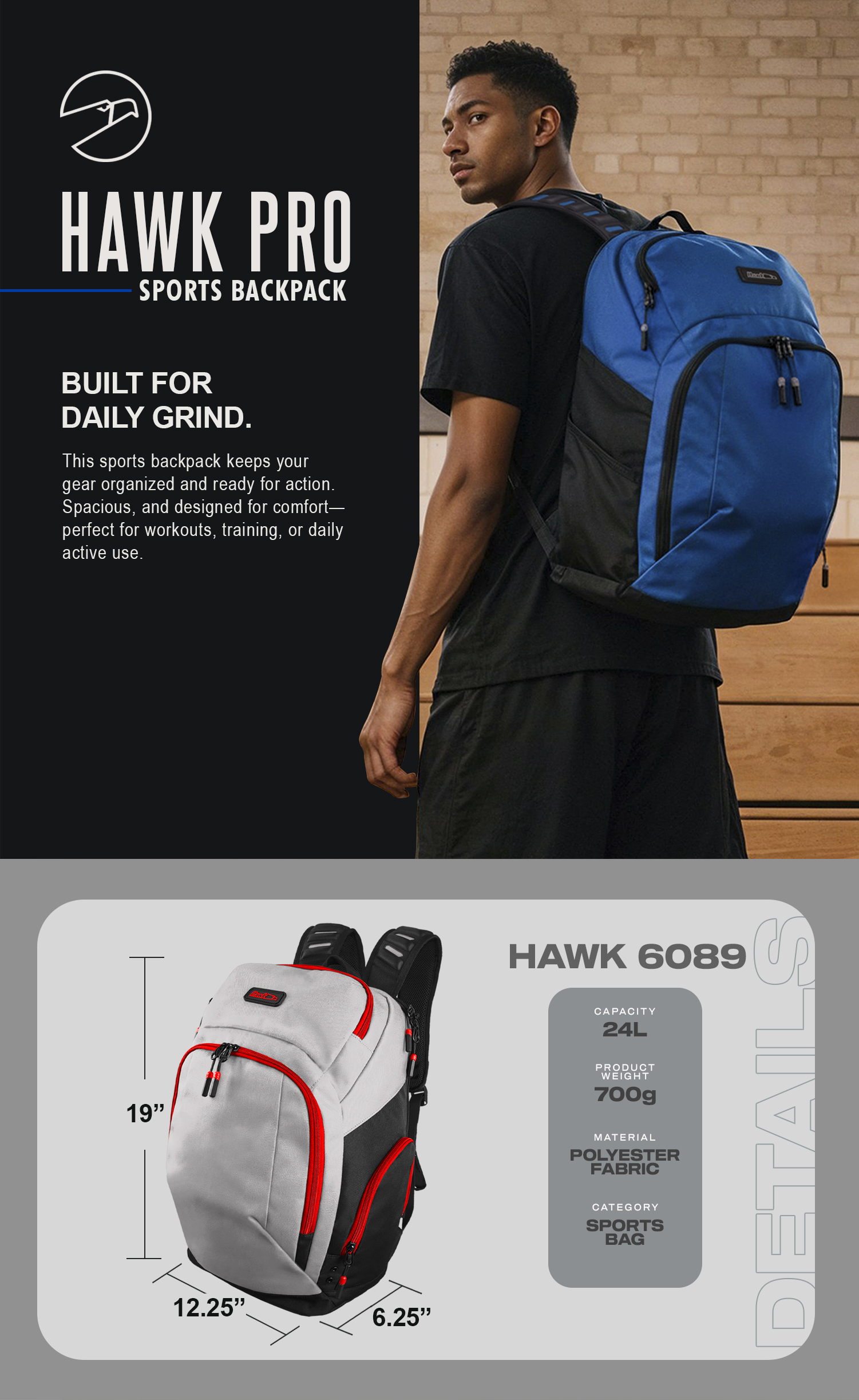 Hawk 6089 | Hawk Pro Backpack | Shopee Philippines