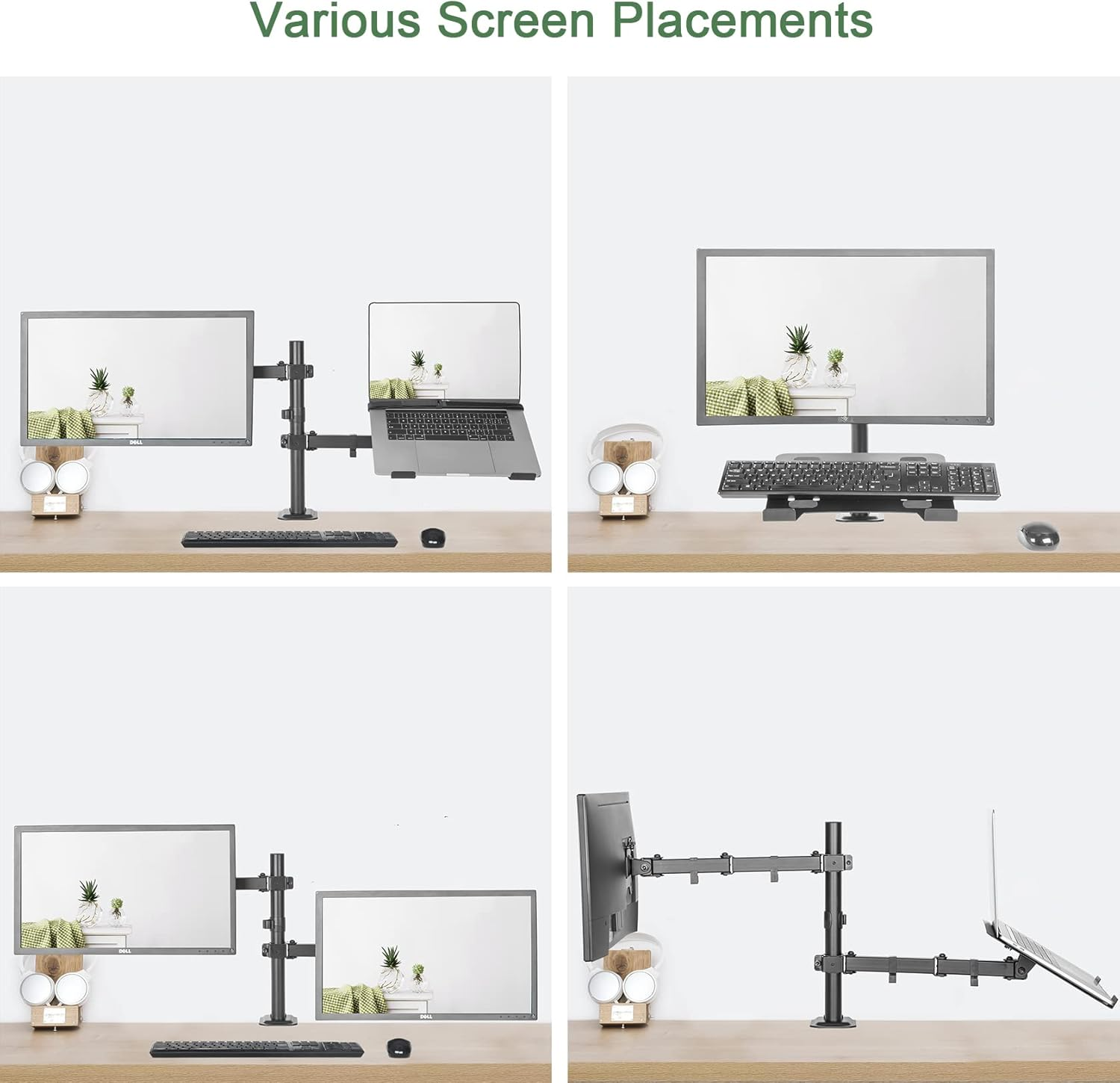 INPLAY KMT-4 Monitor and Laptop Stand With Laptop Tray Full Motion Dual ...