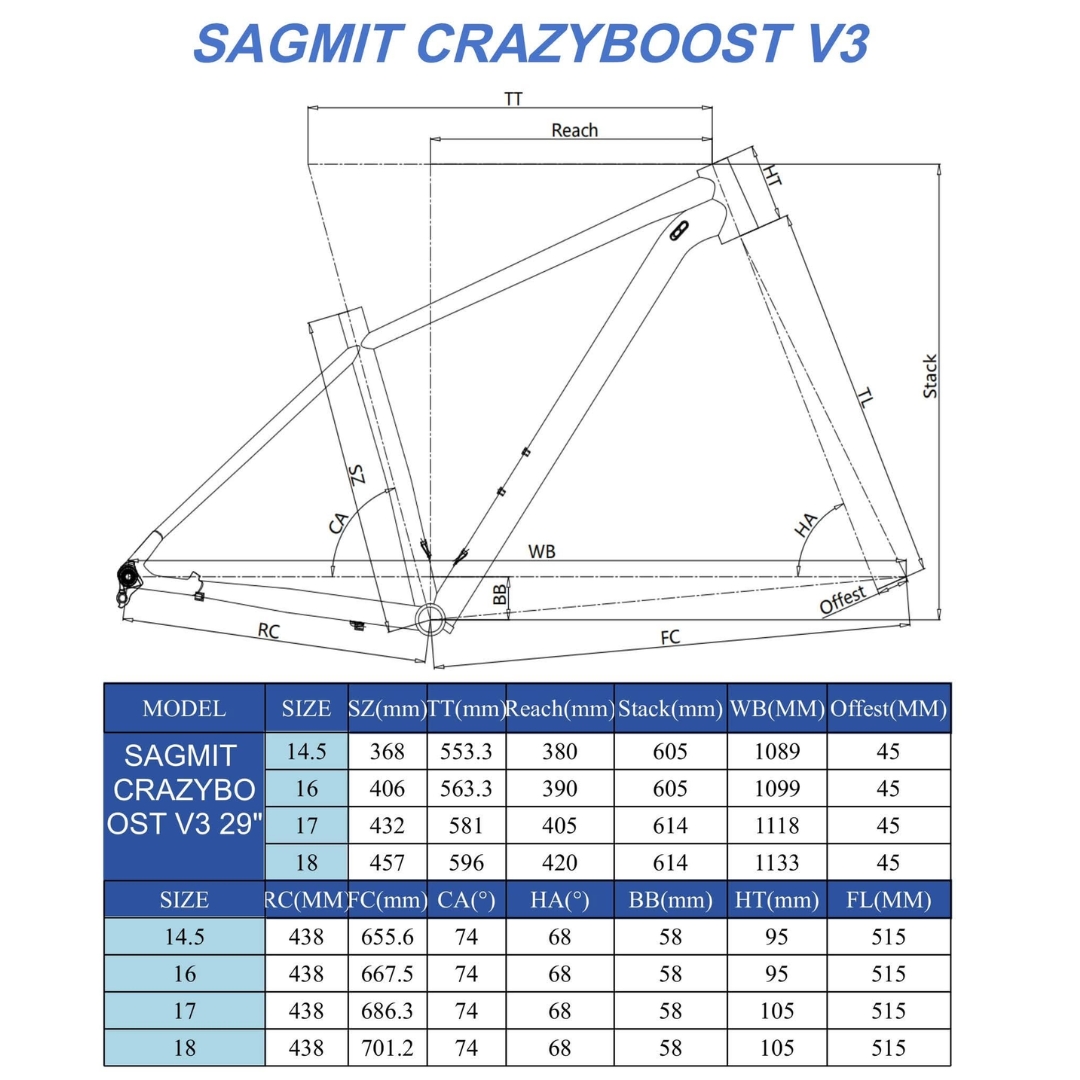SAGMIT CRAZY BOOST V3 FRAME FOR MOUNTAIN BIKE BICYCLE FRAME | Shopee ...