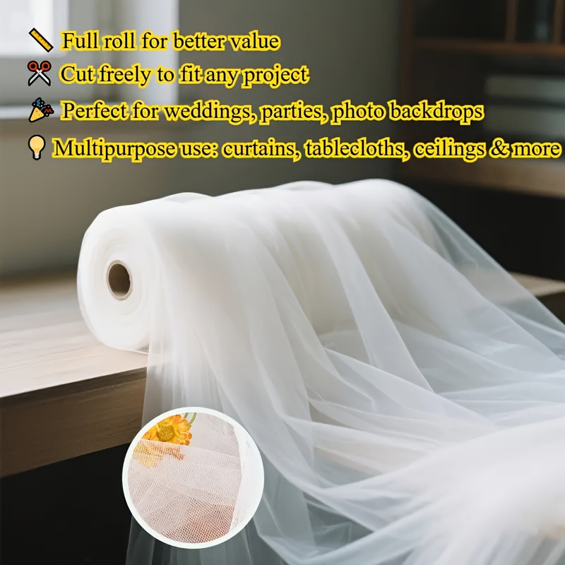 10M chiffon roll, 3 colors, White, pink, Suitable for wedding Stage ...