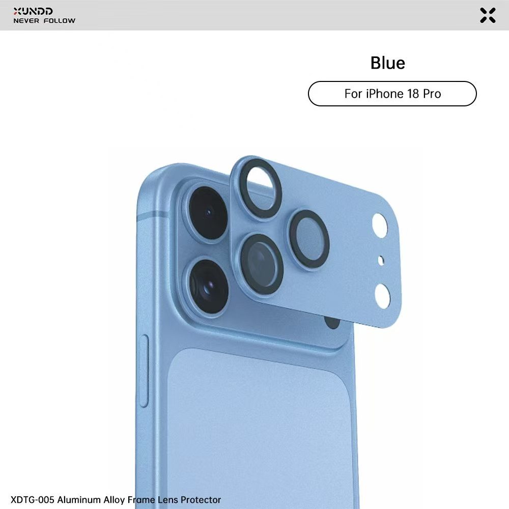 XUNDD XDTG-005 ALUMINUM ALLOY FRAME CAMERA LENS Protector FOR IPHONE 18 ...