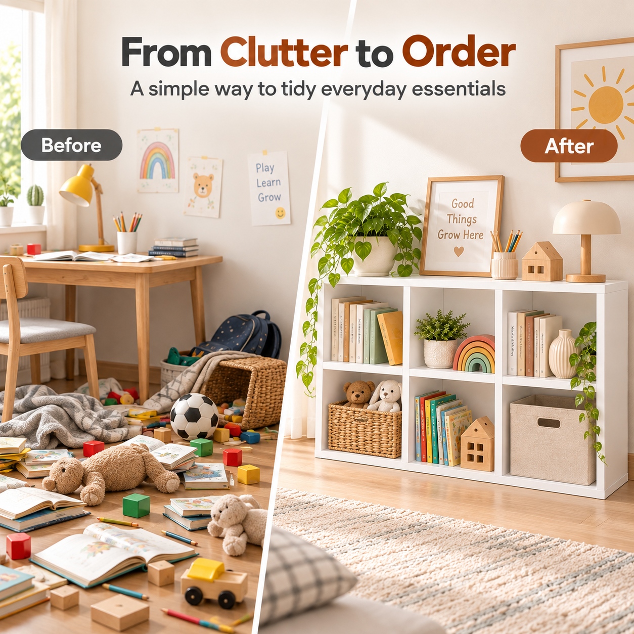 Bookshelf Toy Organizer Wooden Storage Cabinet Space Saving Storage ...