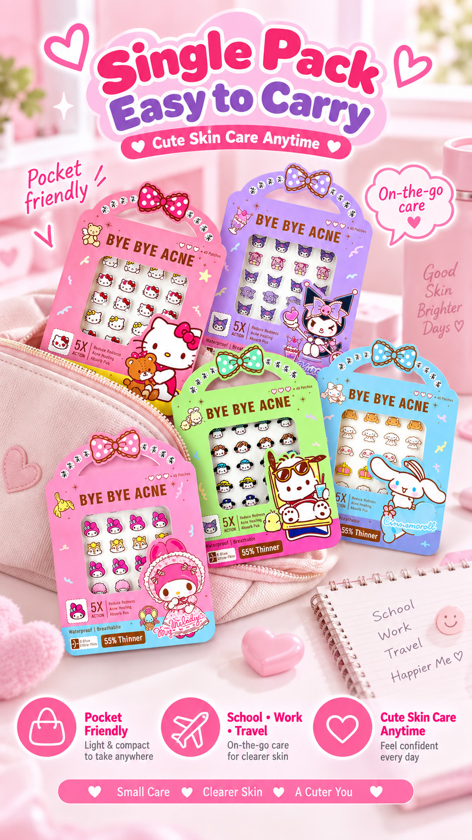 Fashion Face Sticker Pimple Patch Acne Sanrio Acne Removal Stickers ...