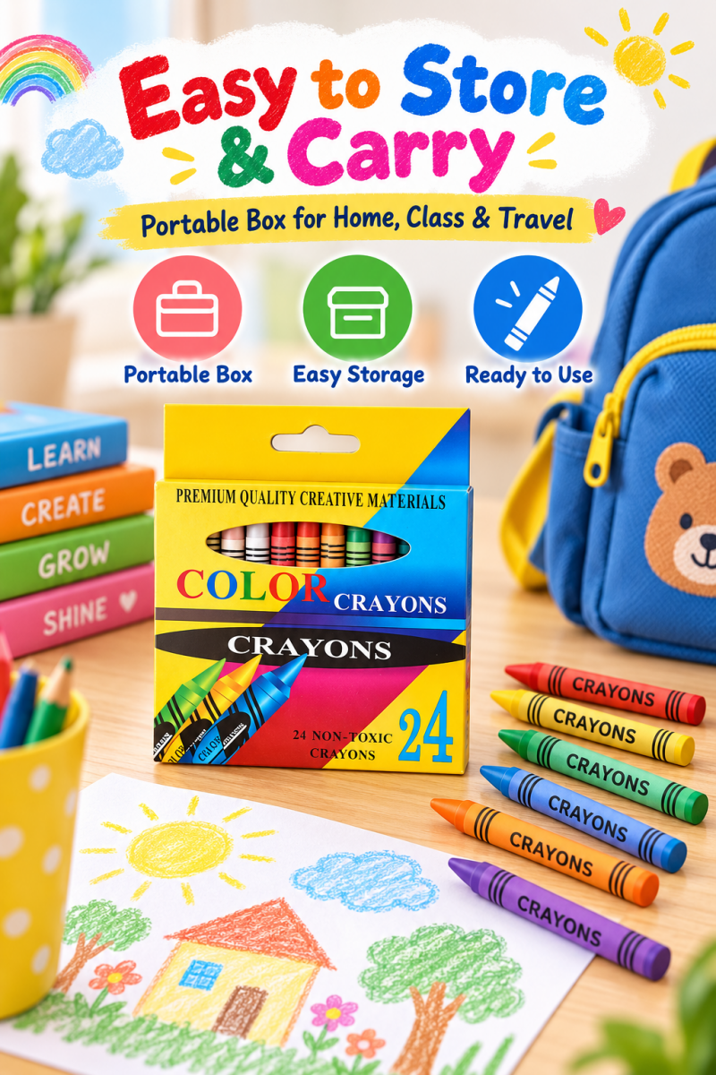 6/8/12/16/24 Colors Kids Crayon Set, Non-Toxic Wax Crayons, School ...