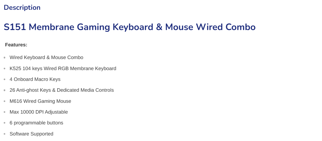 Redragon S151 2in1 Gaming Essentials Wired Keyboard & Mouse Bundle ...
