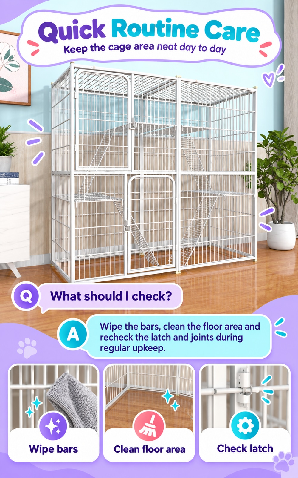 Heavy Duty Cat Cage Large Indoor Pet House Safe Lock Anti-Escape Design ...