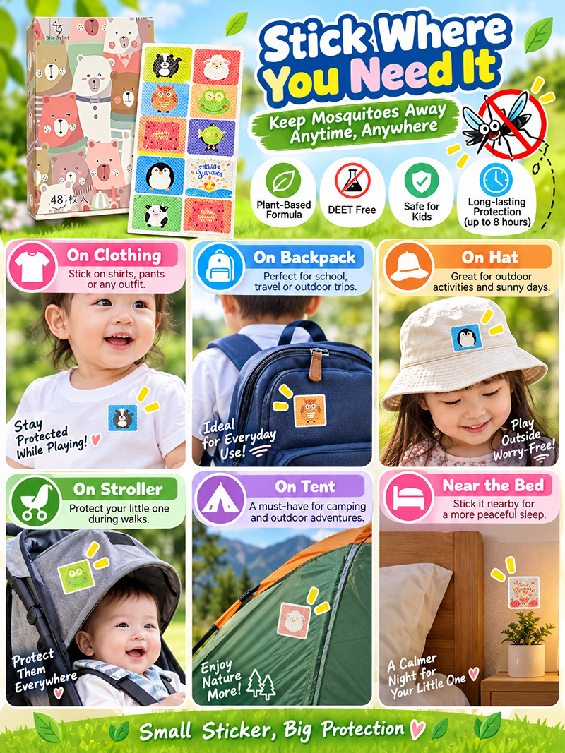 48pcs Mosquito Repellent for Baby Mosquito Patch for Kids Stickers Cute ...