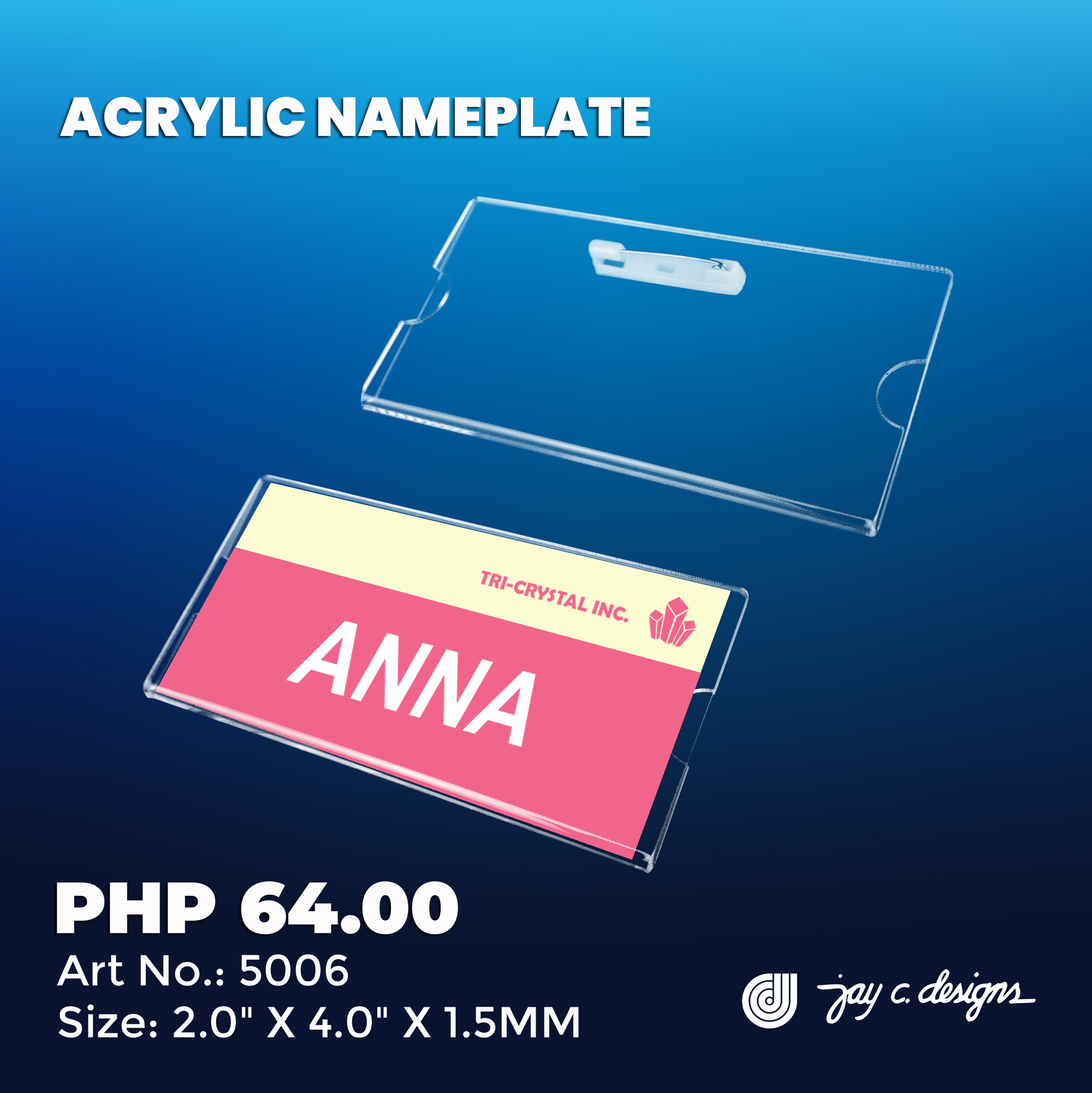 Insertable Magnetic Nameplate - Jay c. Designs | Shopee Philippines
