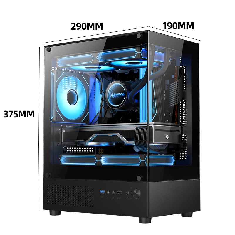 FPS T8 Computer Case Build-in RGB 3 Fans Tempered Glass MATX Case ...