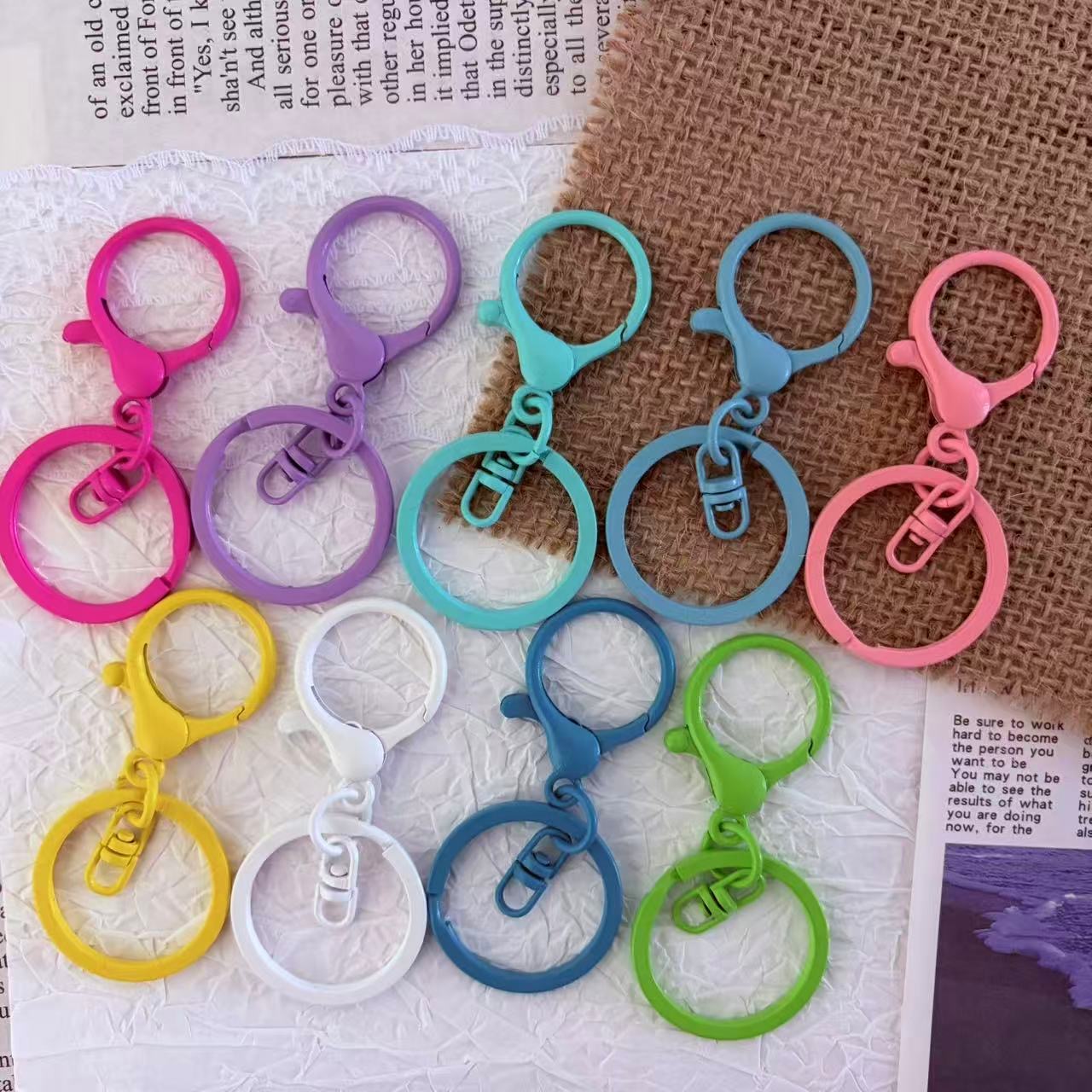 Colorful Lobster Clasp 3-Piece Set - Figure 8 Chain Key Ring for DIY ...