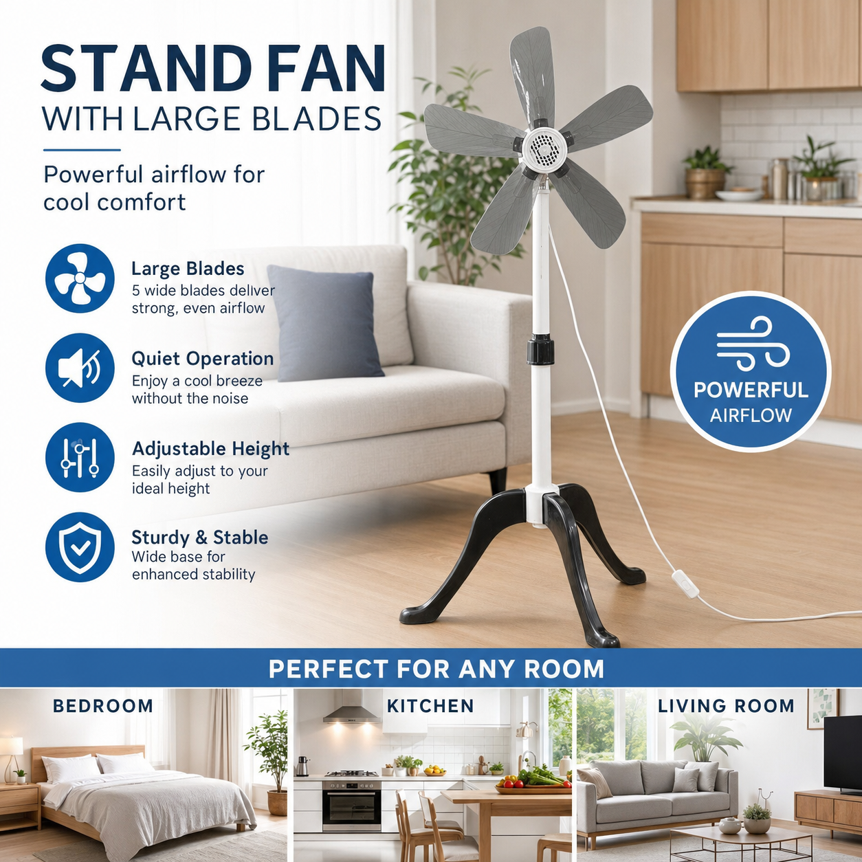 SYCAT 5 Blades Stand Fan Family Electric Fan Clip Fan Floor Fan Cooling ...