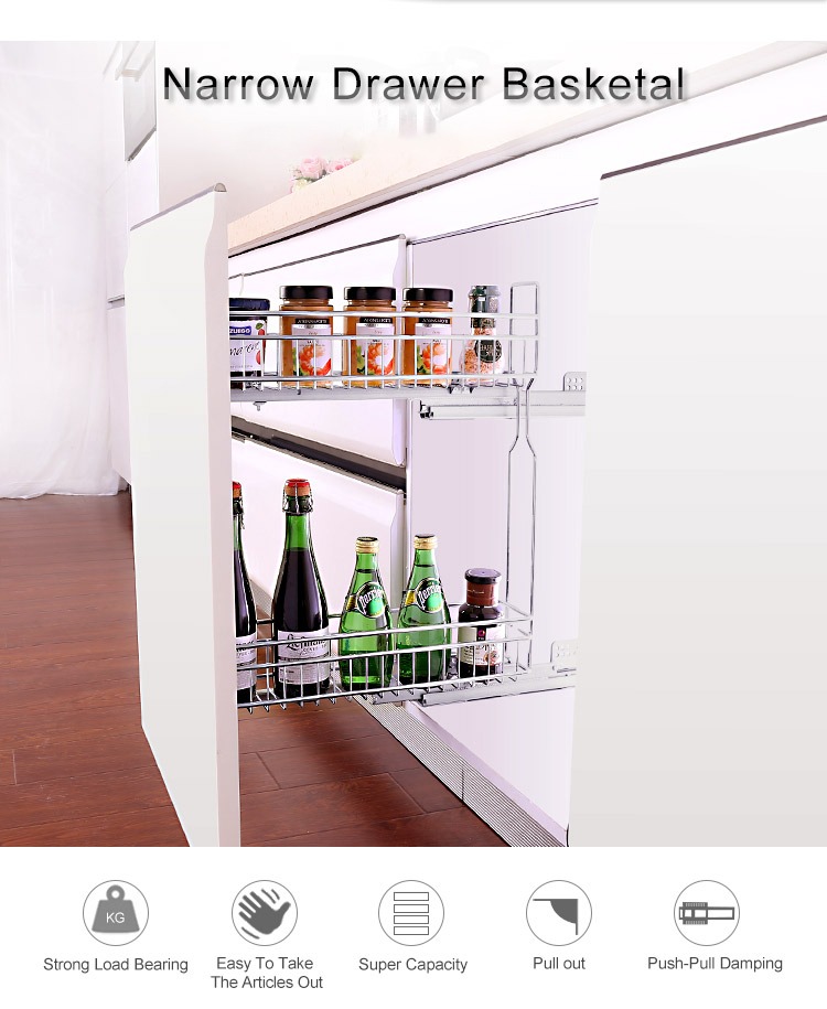 TOAO 304 Stainless Steel Pull Out Basket Condiment Rack Kitchen ...