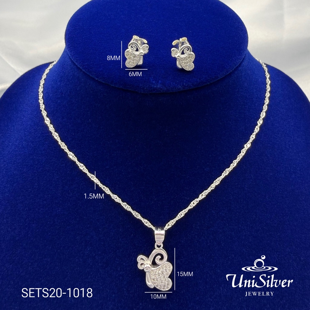 UniSilver 925 Sterling Silver Butterfly Heart Jewelry Set For Women ...