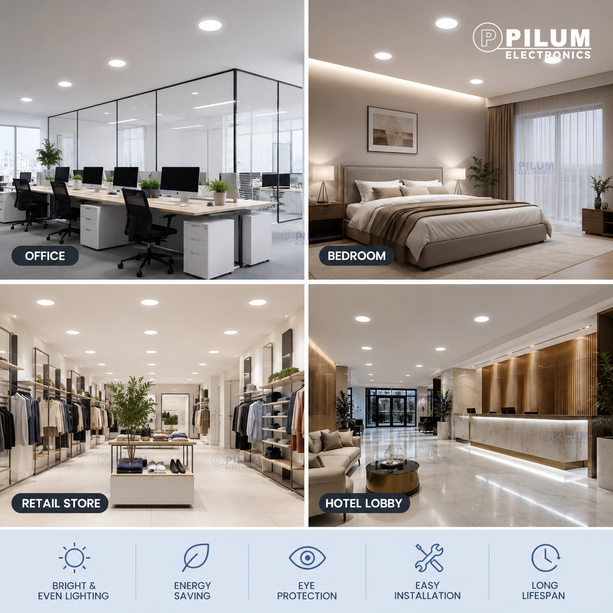PILUM Recessed LED Panel Light Round Square 3W 6W 9W 12W 18W 24W ...