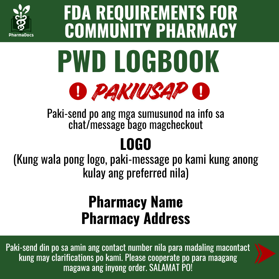 UPDATED 2026 FORMAT PWD Record Book for Drugstores (FDA Requirement ...