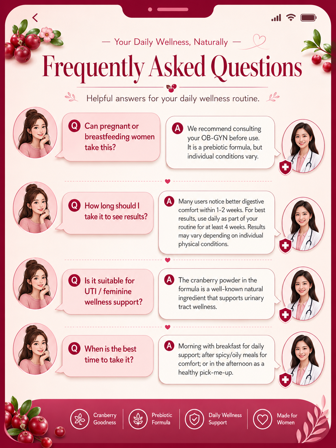 【Itch&Odor】Dailyprobio Cranberry Probiotics Powder,Berry Glow,Vitamin C ...