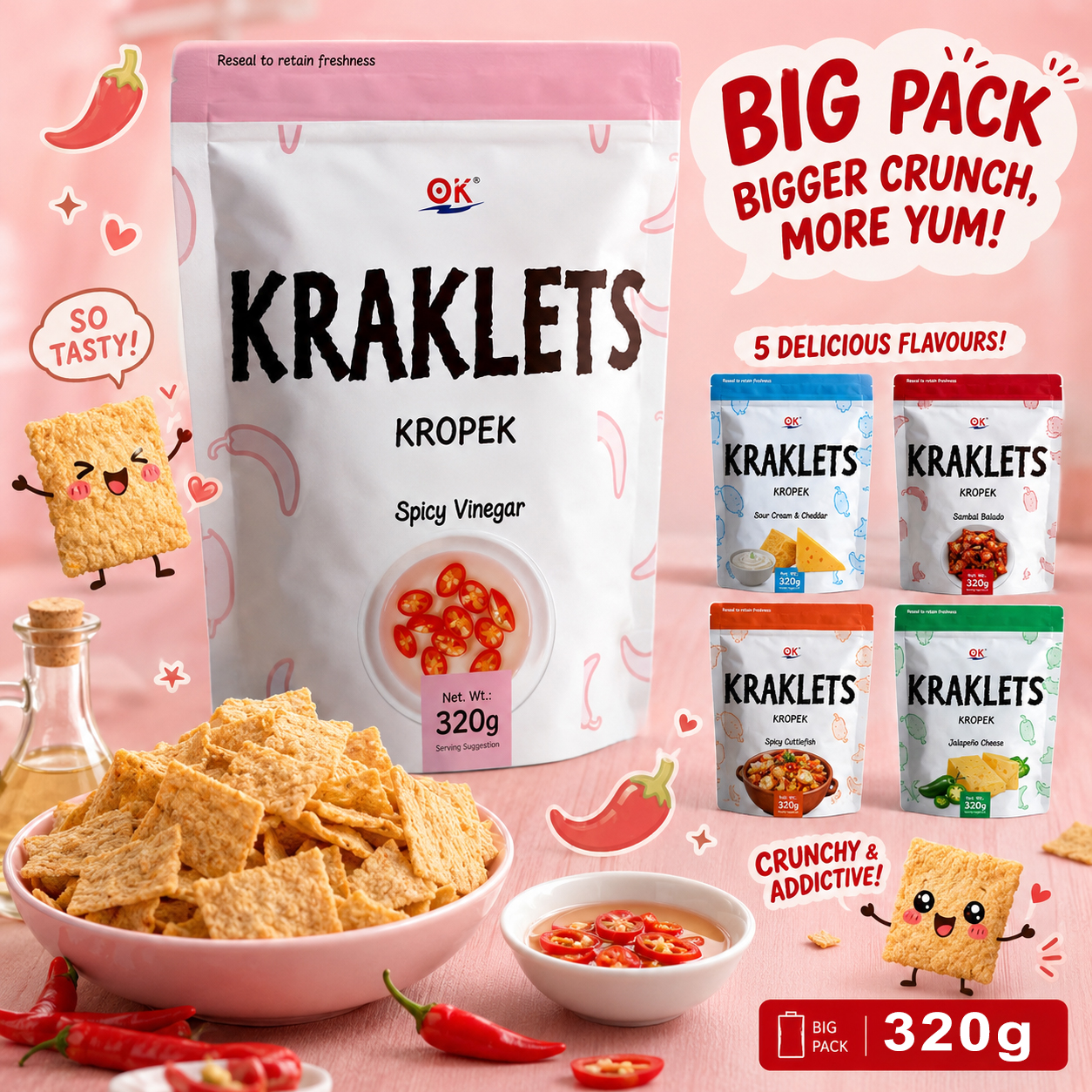 OK Kraklets Kropek 320g Flavour chip snacks | Shopee Philippines