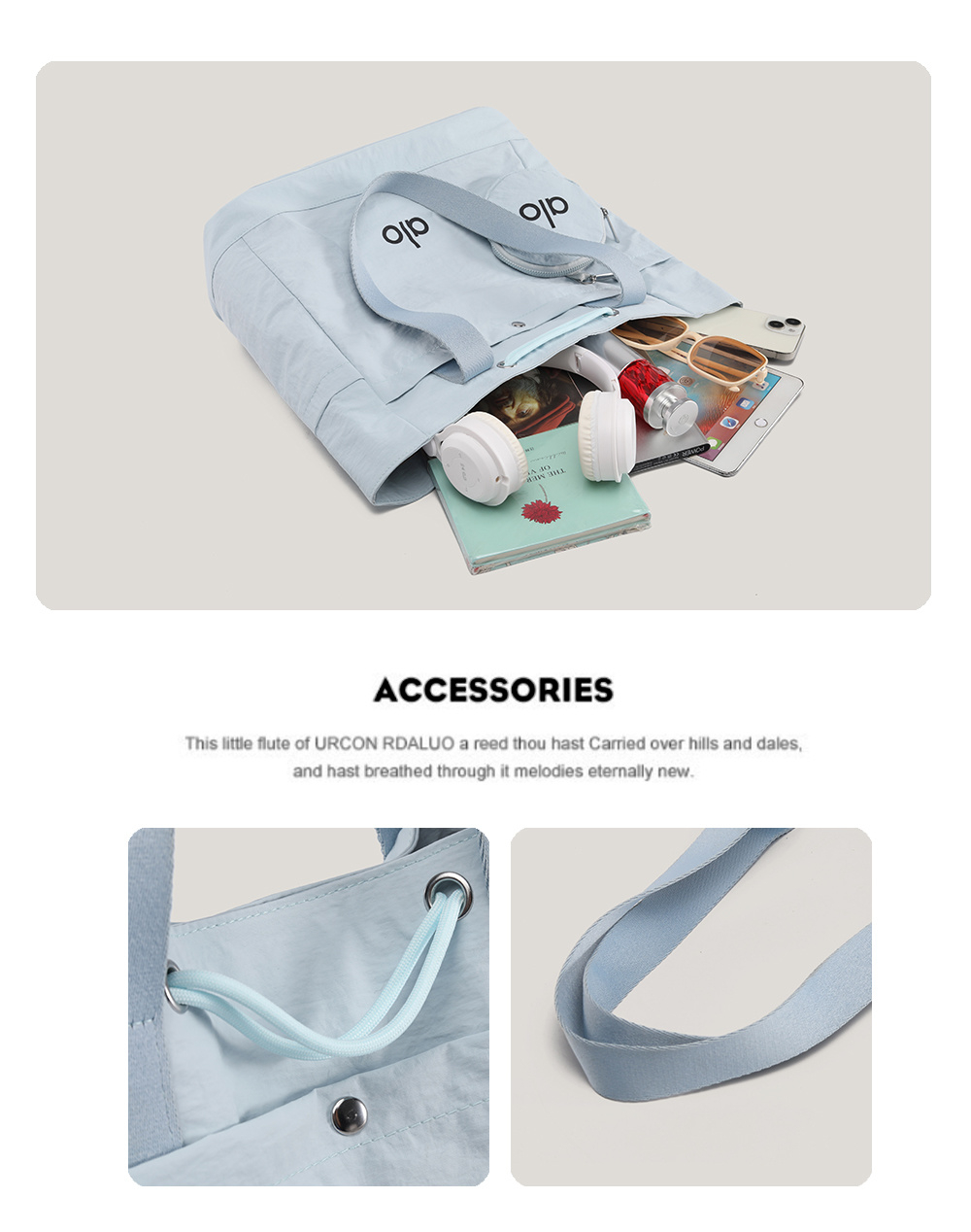Alo Casual Lightweight Solid Color Tote Bag For Women Waterproof Nylon ...
