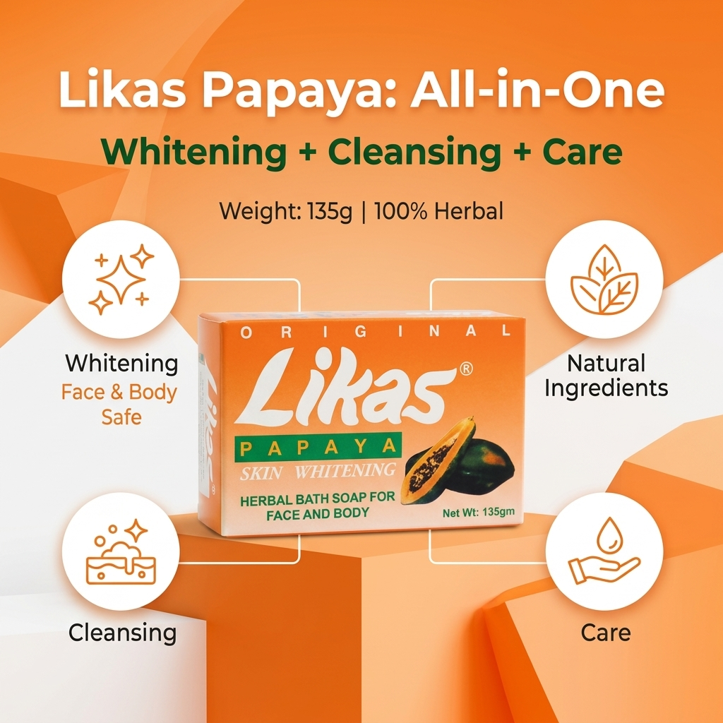 Likas Original Papaya Soap 135g – Brightening Cleansing Bar for Face ...