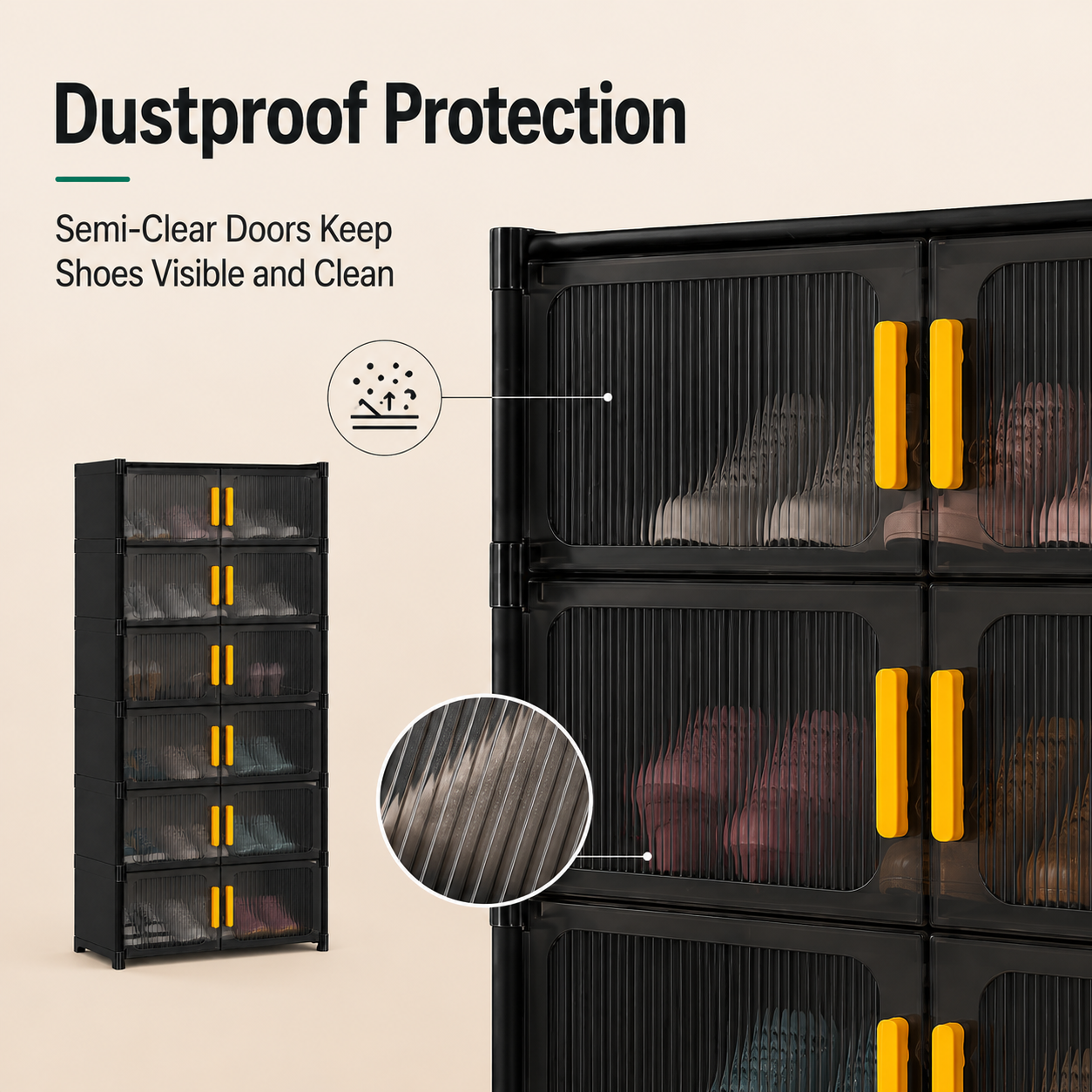 SALVO Stackable Shoe Cabinet Double Door Dustproof Plastic Shoe Rack ...