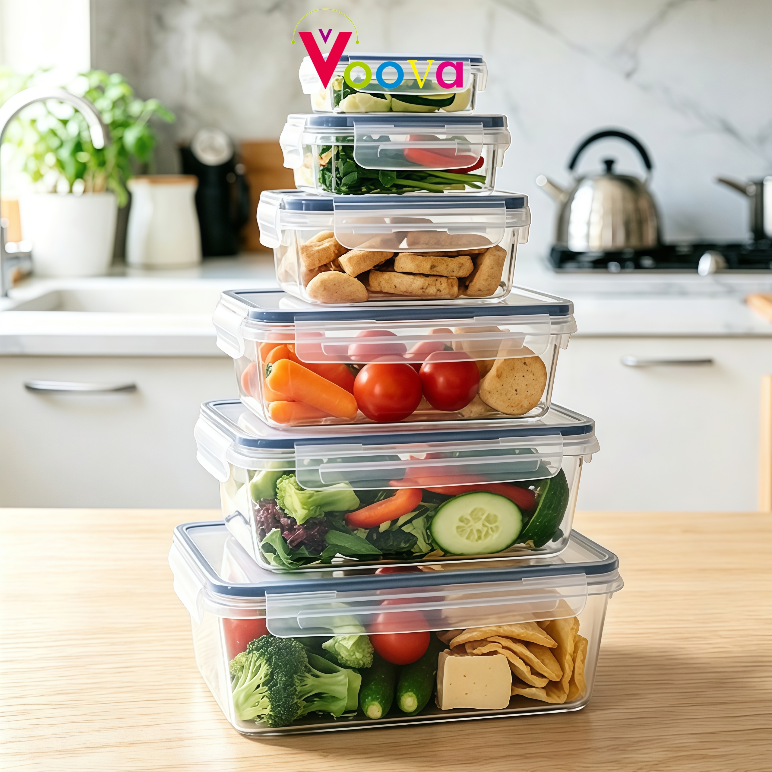 Lunch Box Airtight Food Jar 500-2500ml Leak-Proof BPA-Free Stackable ...