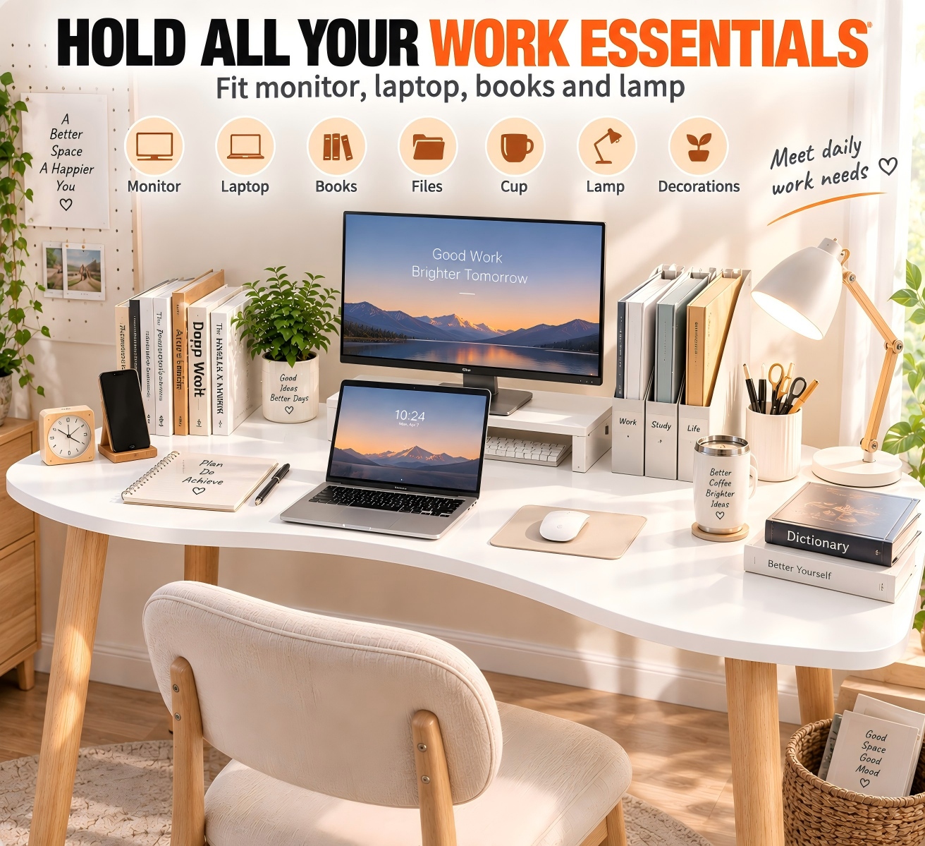 Computer Desk Study Table Large Desktop Writing Desk Home Office ...