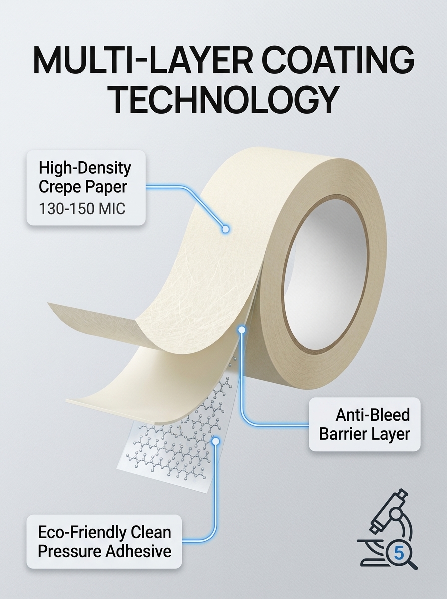 POLOLOCK Masking Tape 1/2-2 Inch x 25Y, Off-White Crepe Paper 130 ...