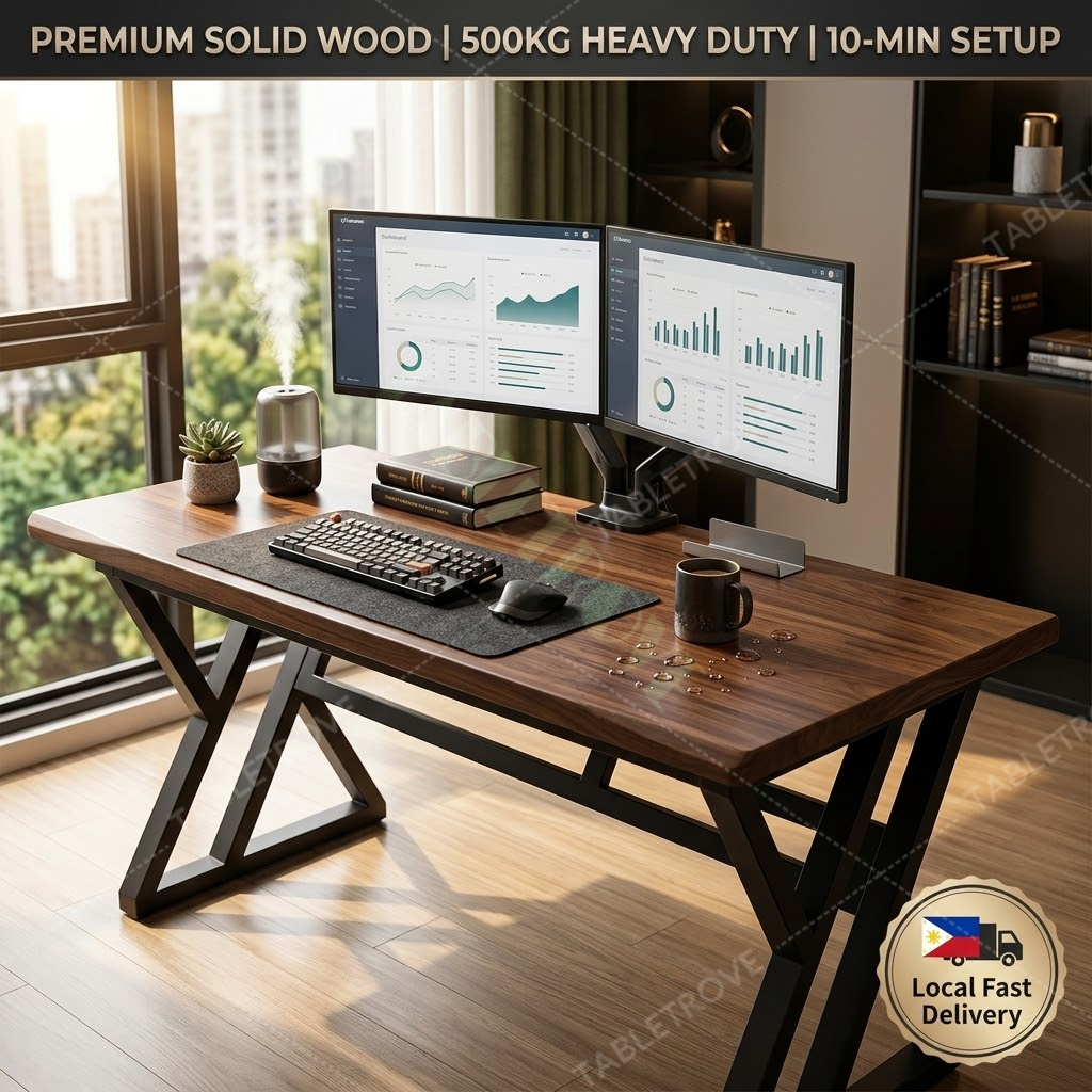TABLRTROVE Solid Wood Desk 10-Min Easy Setup Heavy Duty Computer Table ...