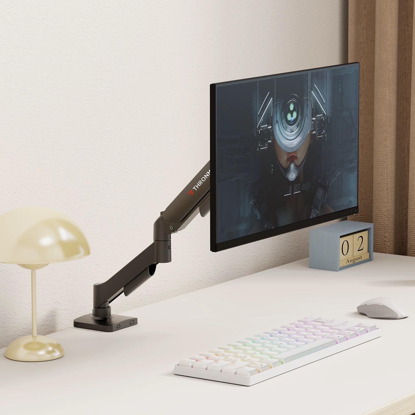 THRONMAX MS25 Monitor Arm Desk Mount Black Adjustable Rotating Lifting ...