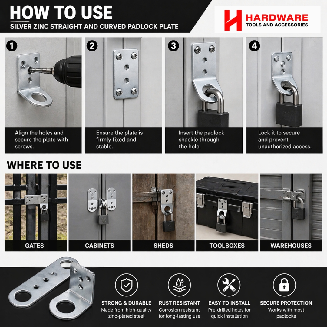 Padlock Plate Zinc Plated Straight and Bend Buckle Pad lock plate ...