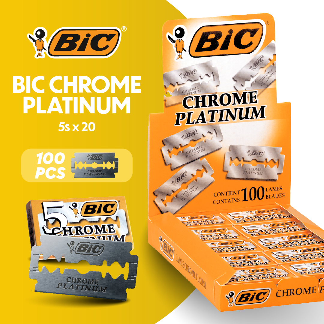 BIC Chrome Platinum Double Edge Razor Blades for Safety Razors - 100 ...
