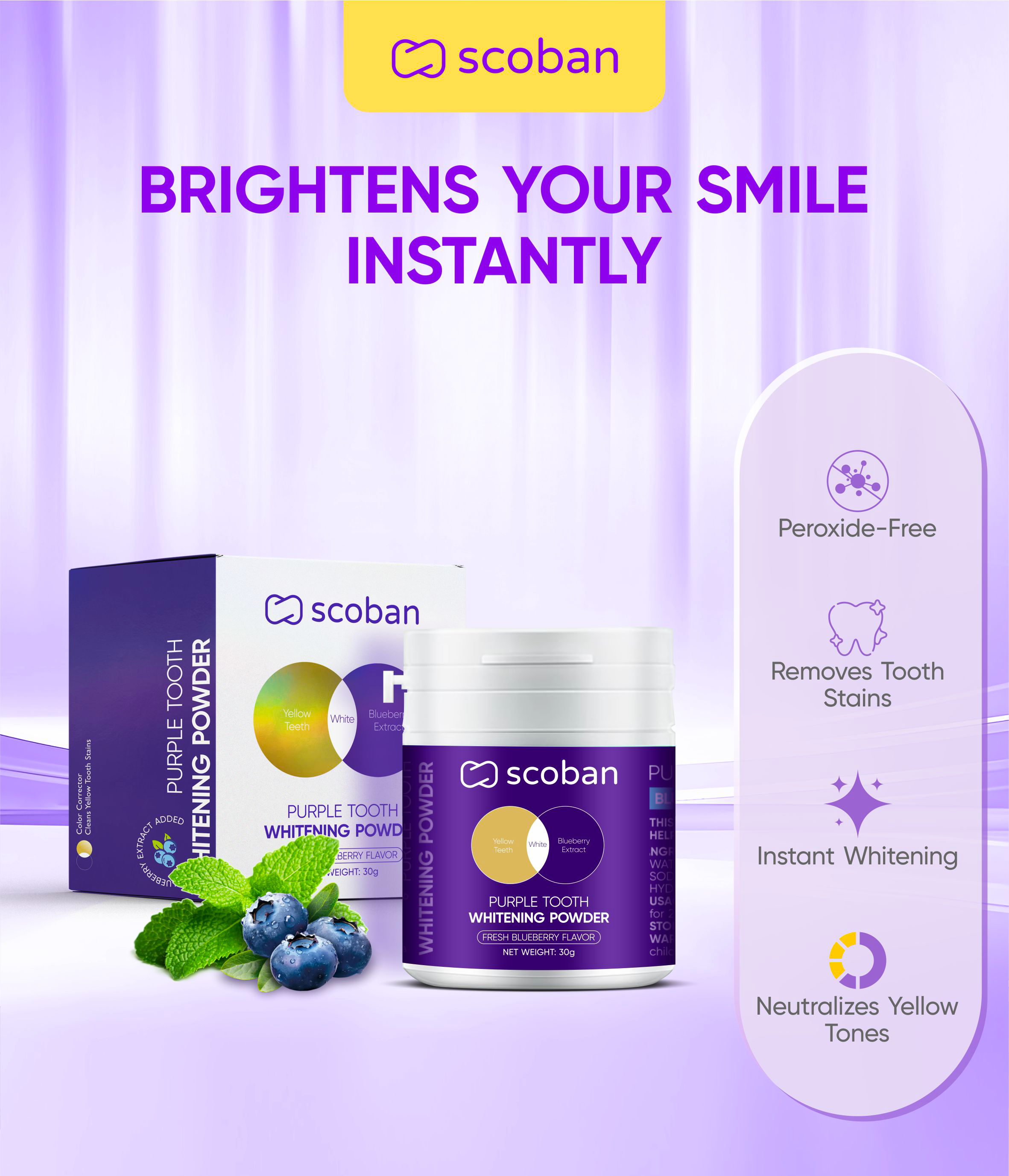 Scoban Purple Whitening Toothpaste Instant Stain Removal & Color ...