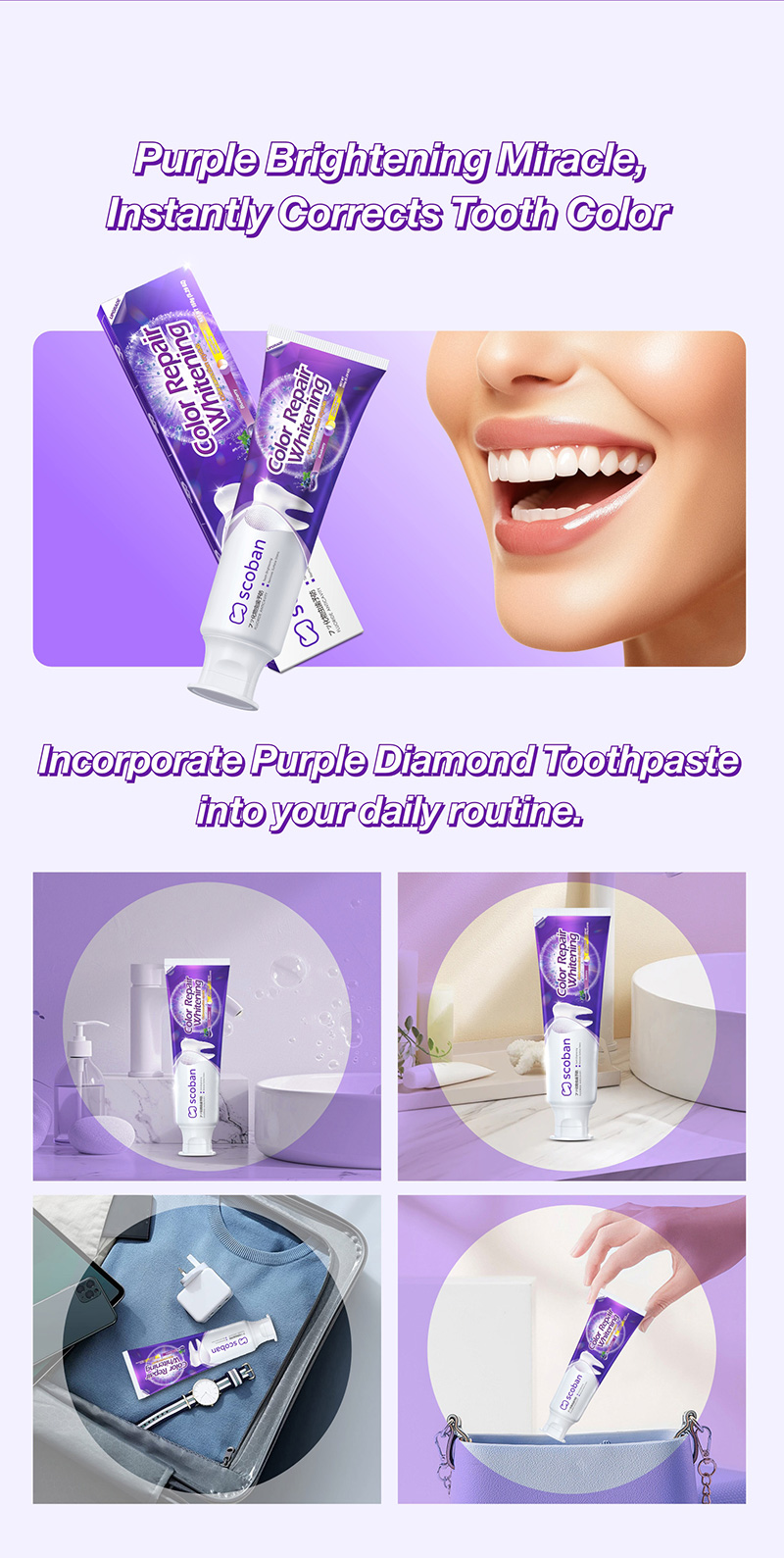 【INSTANT WHITENING】Scoban Purple Toothpaste+Purple Tooth Powder ...
