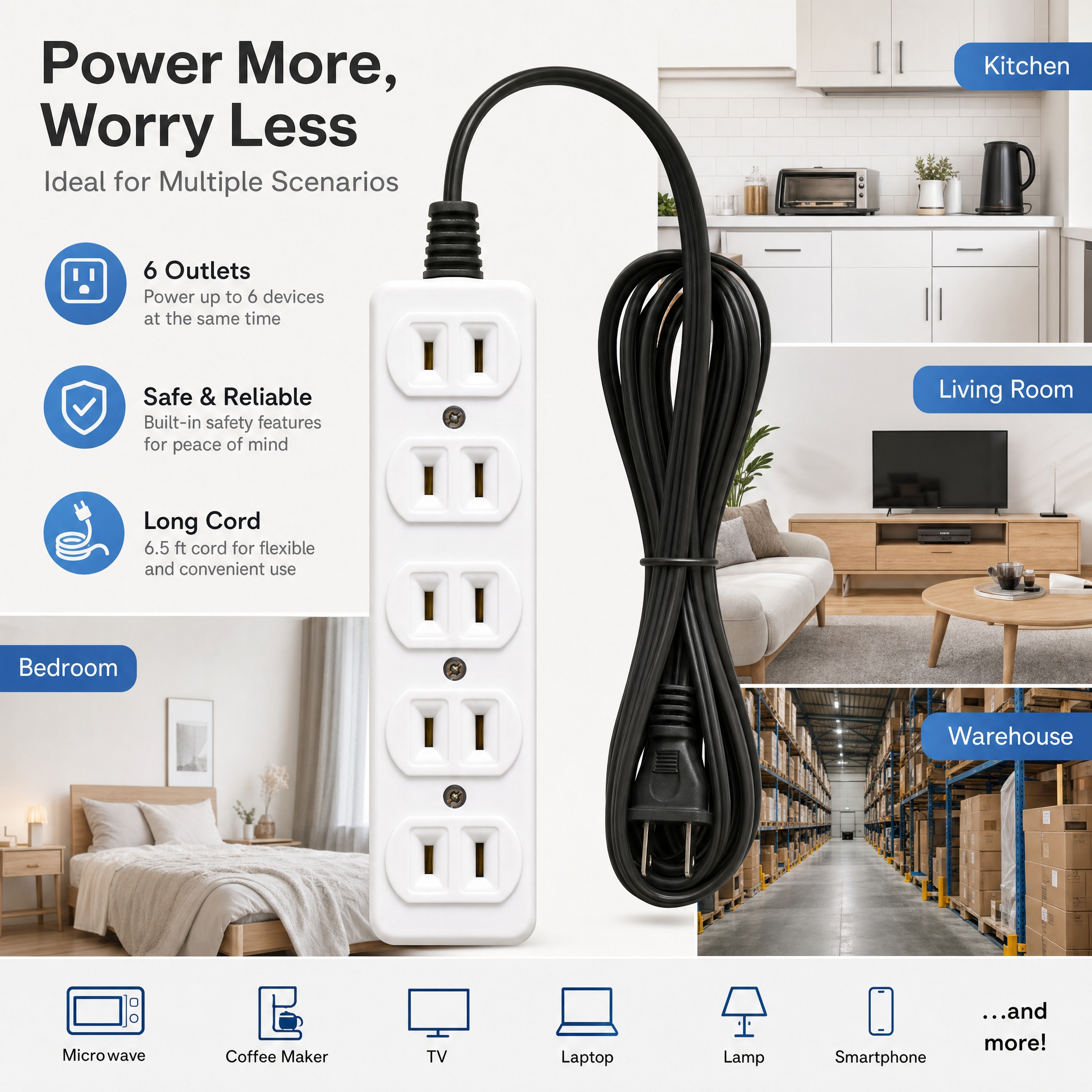 5M Extension Socket Outlets and Extension Cords Charging 2/3/4 Socket ...