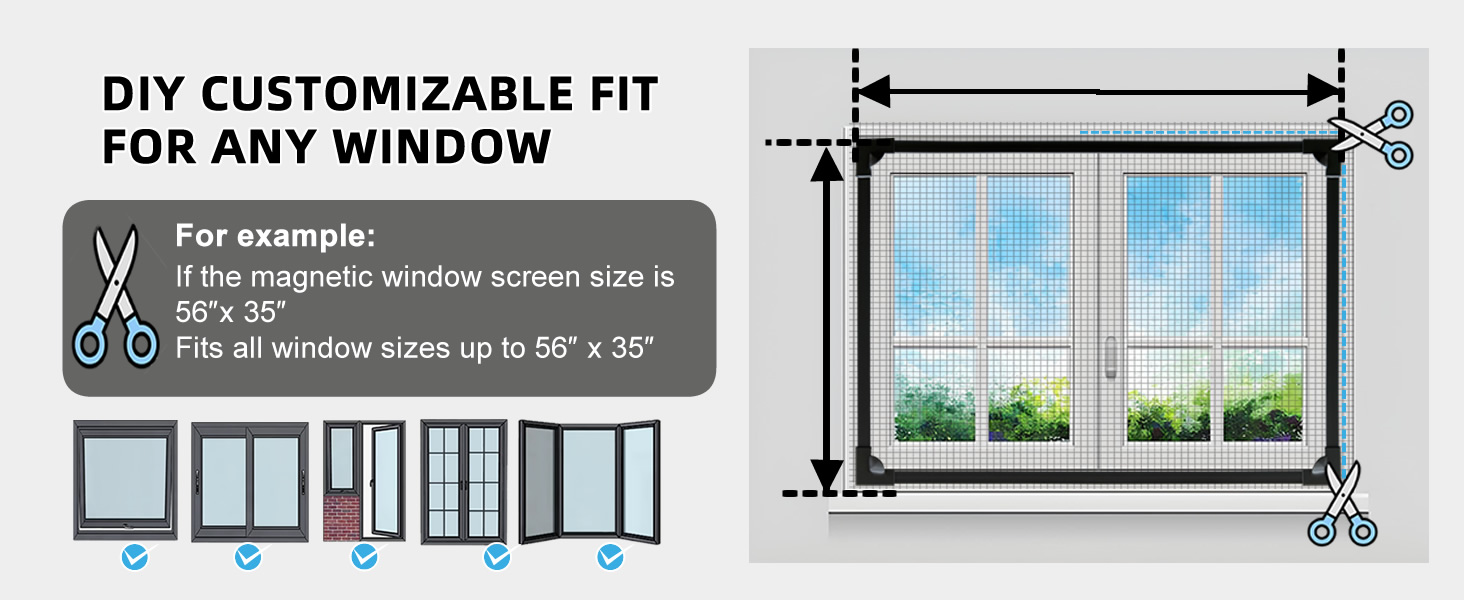 Oasia Upgrade Window Screen Magnetic With Velcro Anti Mosquito Net Mesh ...