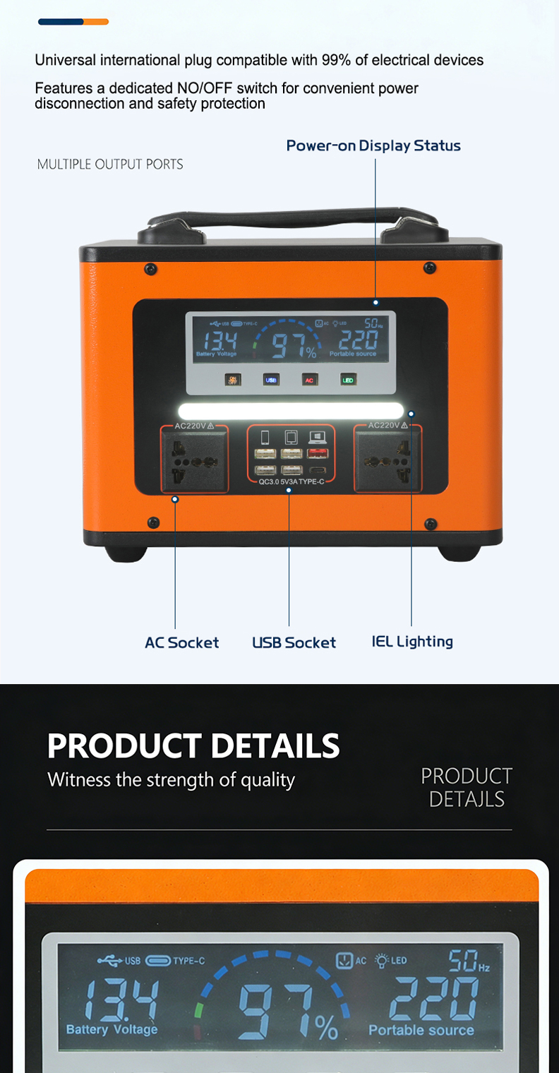600W/220V Power Station 558,800mAh Large Capacity Portable Solar ...