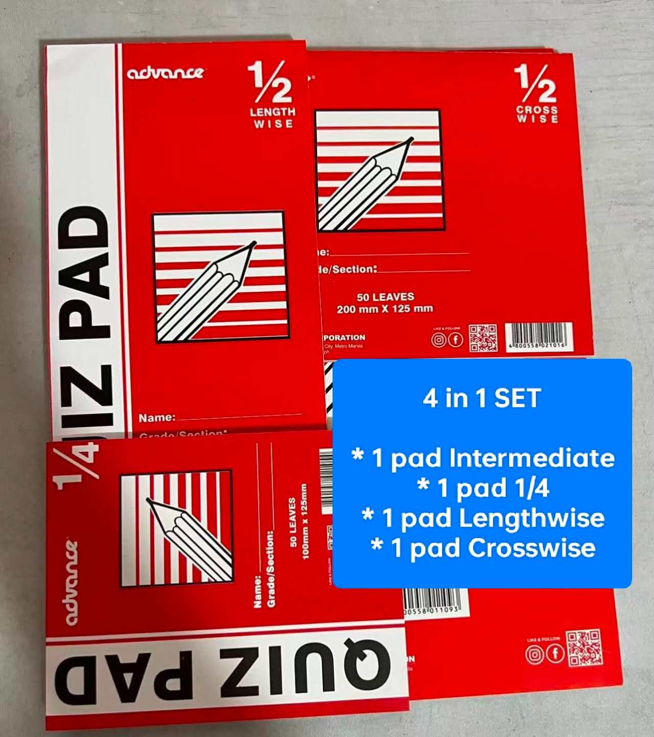 EasyWrite Pad Paper Grade 1234 Intermidiate,1/2,1/4 Length&Crosswise ...
