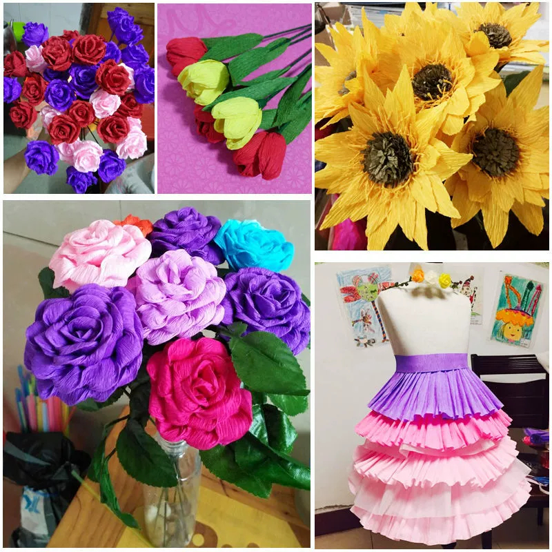 Crepe Paper Roll DIY Floral Flower Making Gift Packaging Wedding Party ...