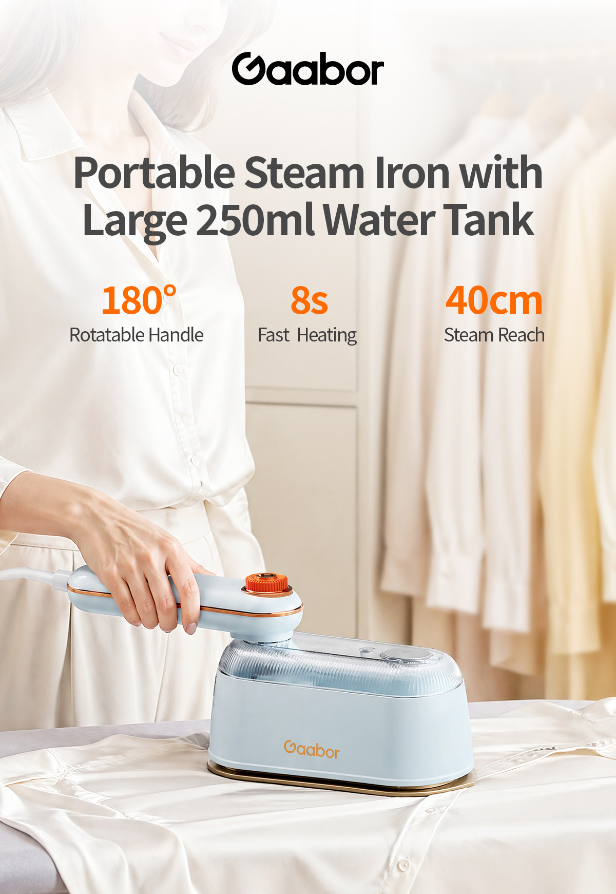 【New Arrival】Gaabor 1200W Steam Iron 30s Fast Steam Wet Dry Flat&Hang ...