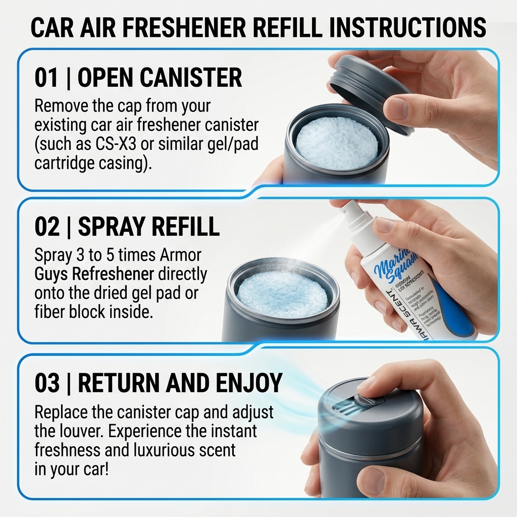 Marine Squash 60ml Car Air Freshener Liquid Refill Spray - Long Lasting ...